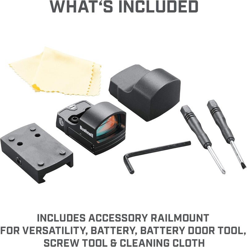 Bushnell RX100 منظار ريفلكس - 4 MOA نقطة حمراء مدمجة، هيكل ألمنيوم متين، 8 إعدادات سطوع، عمر بطارية 5,000 ساعة، متوافق مع قاعدة DeltaPoint - Image 5